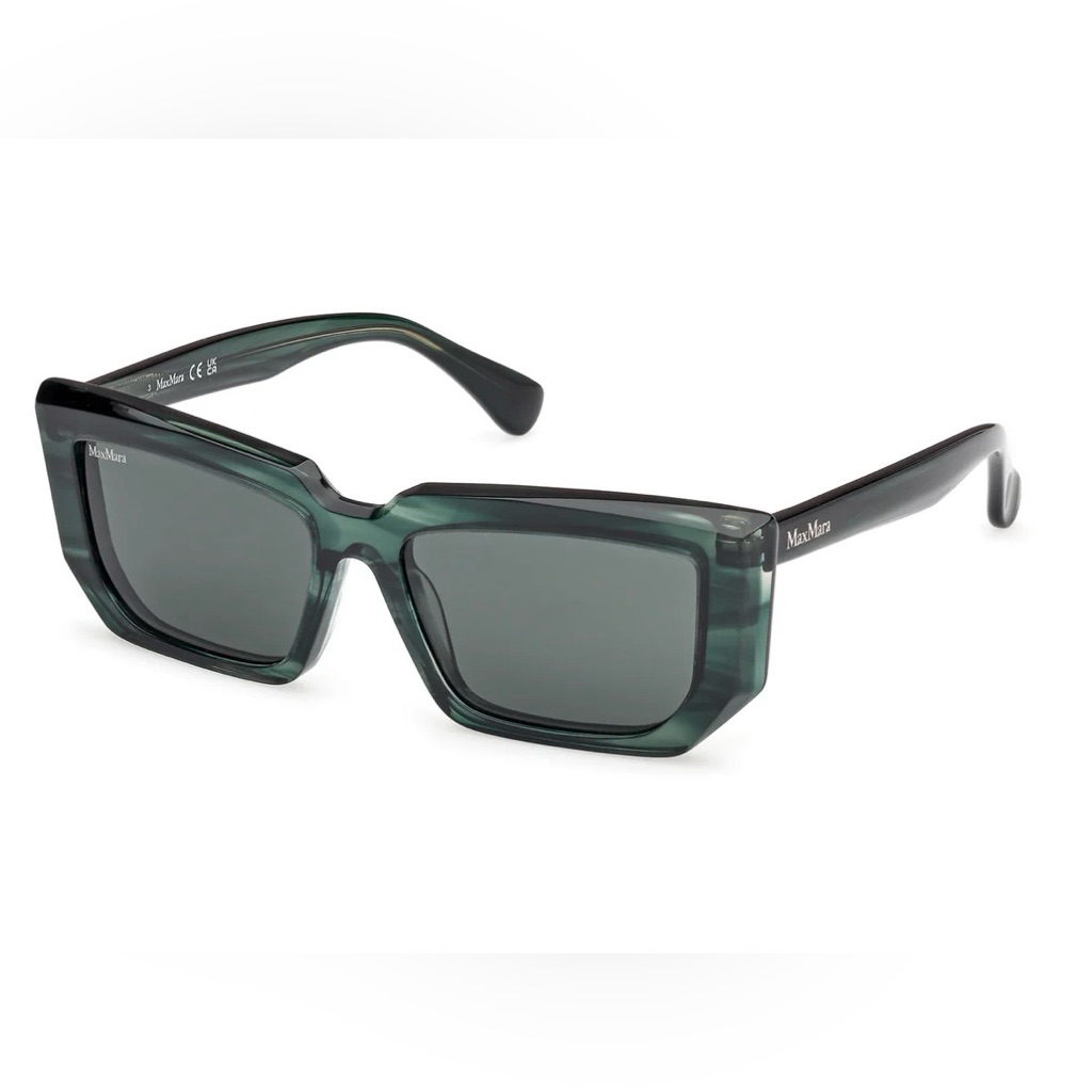 Maxmara Mm2106 Longarone Green Rectangular Sunglasses Nic Case, Cloth, Leaflet